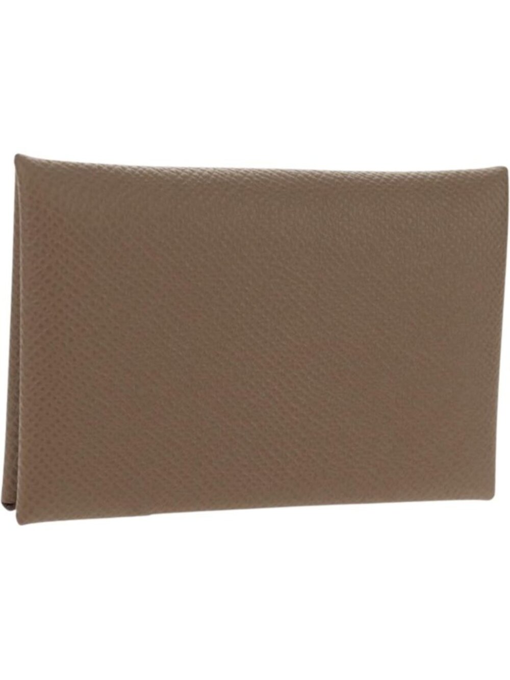 HERMES Calvi Coin Purse Leather Beige Silver